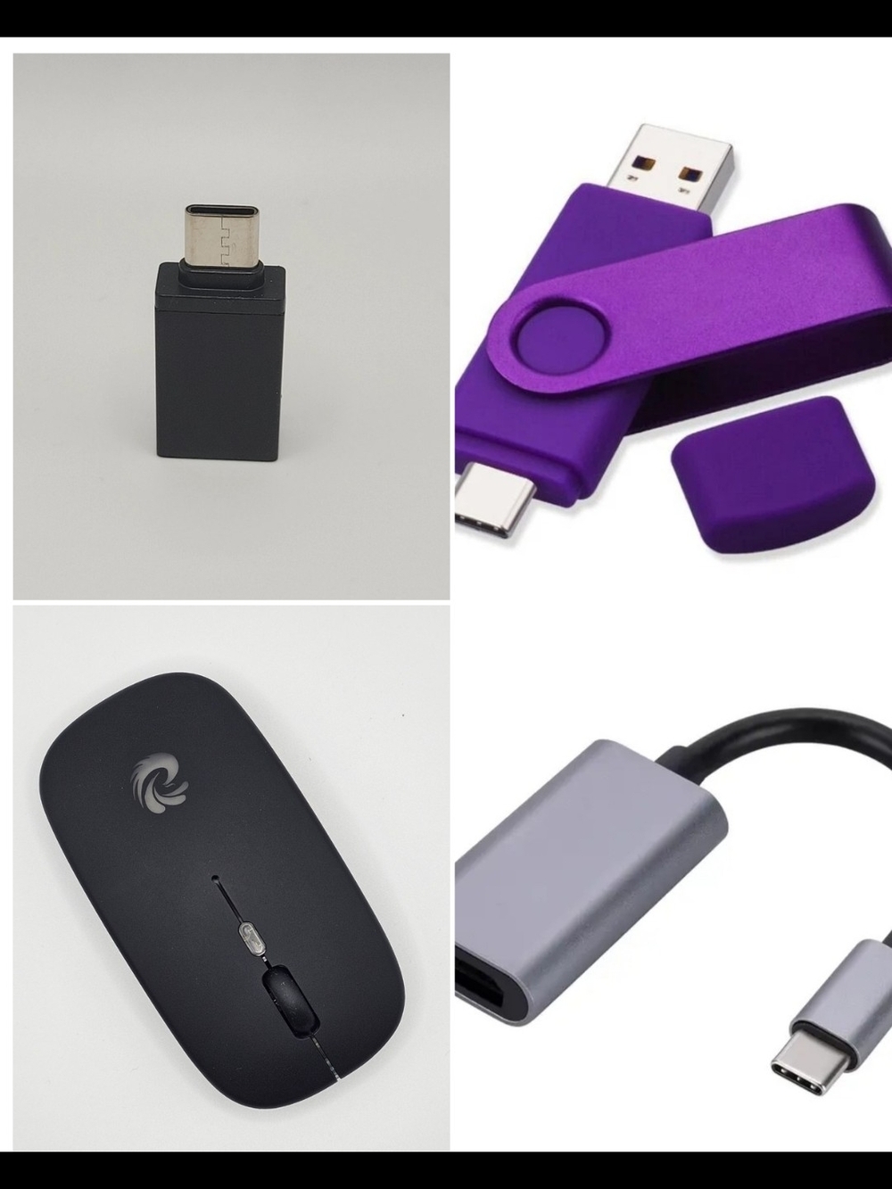 4-Piece Tech Bundle: Dual 64GB Flash Drive + Mouse + HDMI + USB-C Adapter